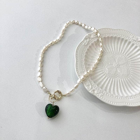 Handmade Baroque Pearl Heart  Necklace