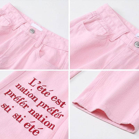 Embroidery Pink 2-Sided Jeans