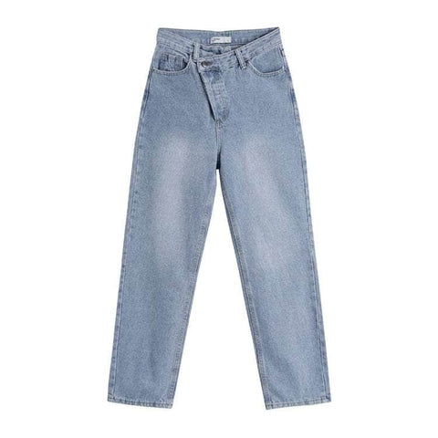 High Waist Straight LEzdi Zipper Jeans