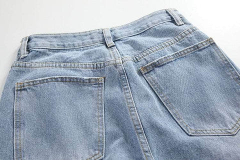 High Waist Straight LEzdi Zipper Jeans
