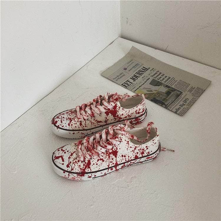 2022 Hand-painted Desginer Vulcanized Shoes for Men Blood Grafitti