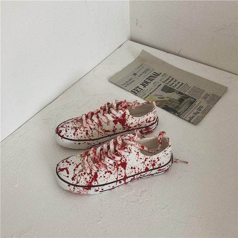 Vulcanized Fake Blood Graffiti Sneakers