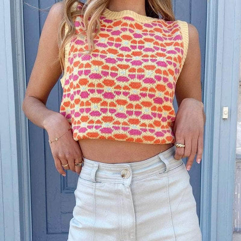 Flowers Knitted Crop Top