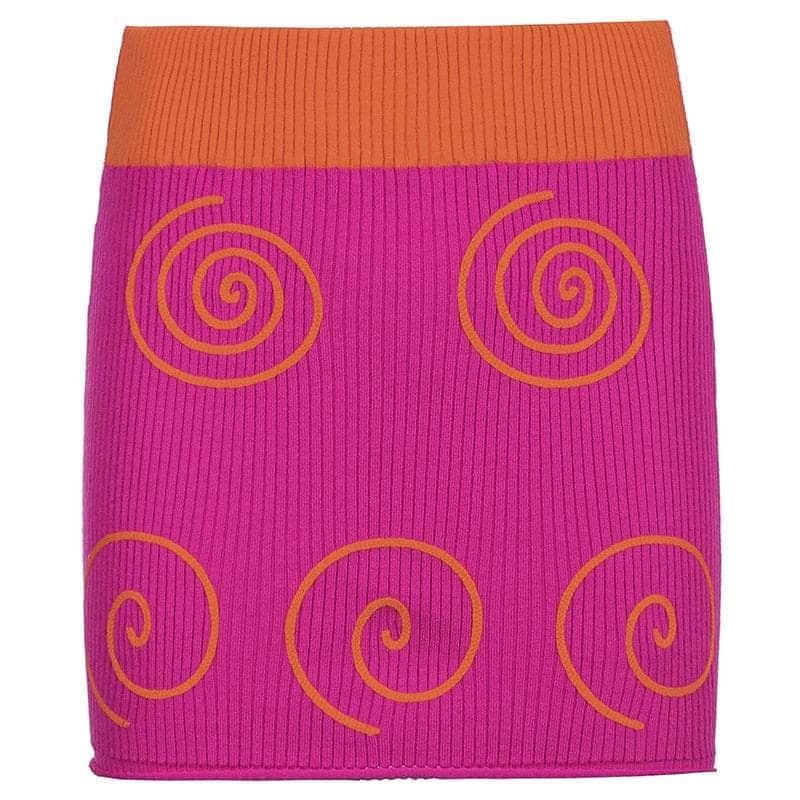 Paisley High Waisted Knitted Skirt