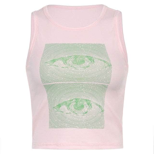 Eyes Printed Tank Tops