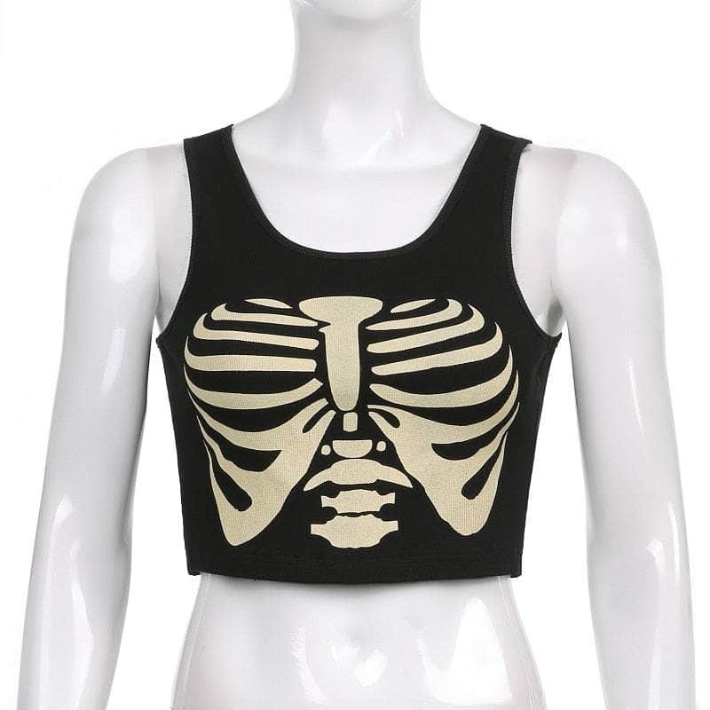 Knitted Lungs Skulls Tank Top