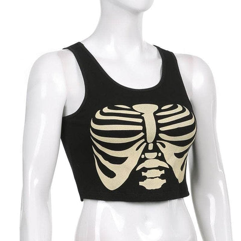 Knitted Lungs Skulls Tank Top