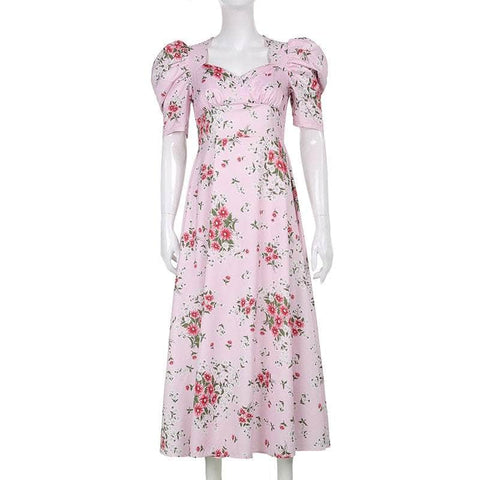 estinlorati Vintage Floral Maxi Dress