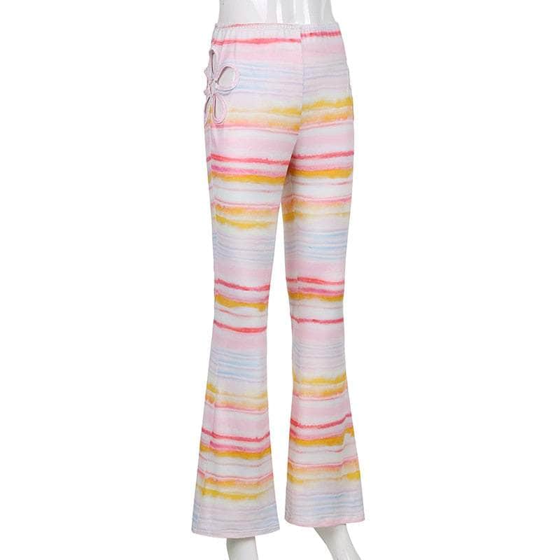 daserata Floral Cut Out Tie Dye Trousers