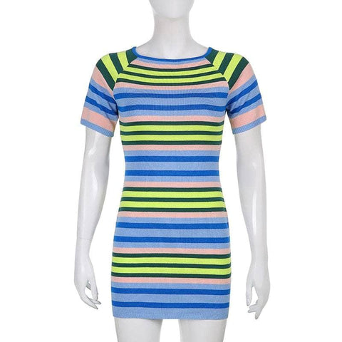 Striped Backless GP Bodycon Knitted Dress