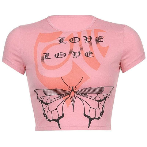 L<3VE Butterfly Tie Dye Crop Top