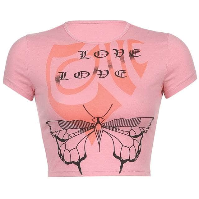 L<3VE Butterfly Tie Dye Crop Top
