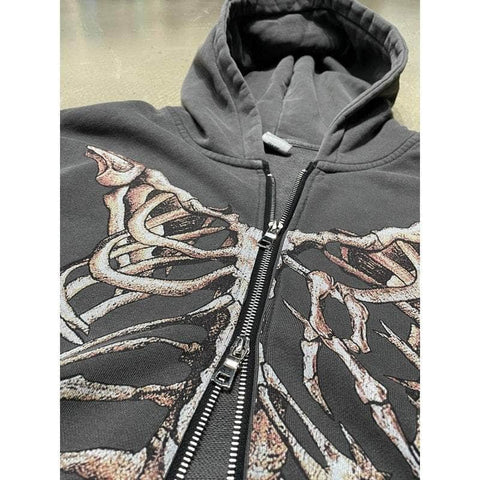 MELTED LUNGS SKELETON Double-Sided Zipper Hoodie