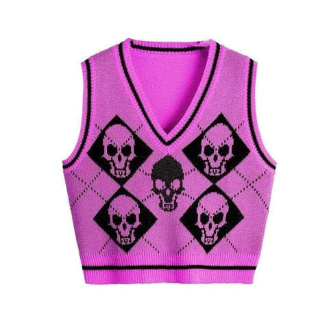 SkullZZ  Knitted Cropped Tank Top