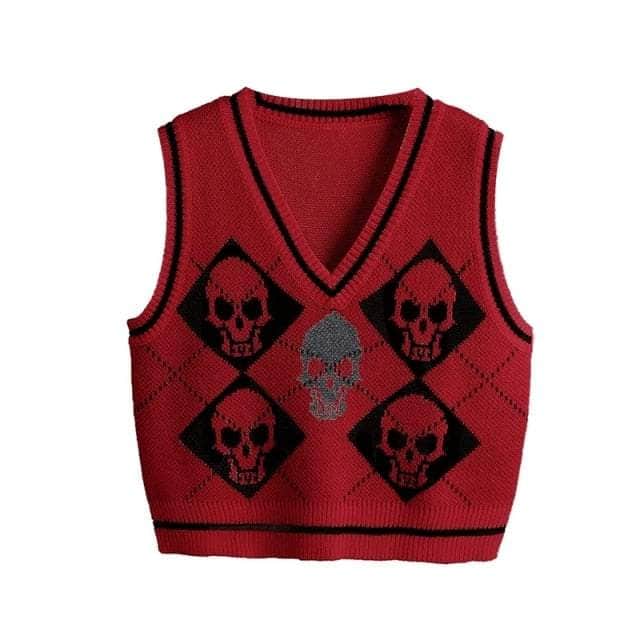 SkullZZ  Knitted Cropped Tank Top