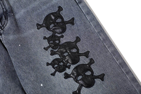 Embroidered Skulls Jeans