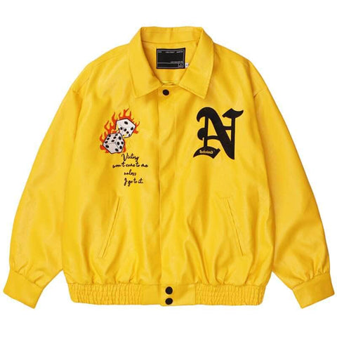 D'NFLAMES FAux Leather Baseball Jacket