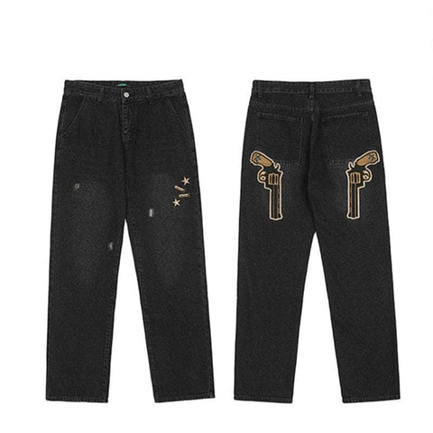 Guns And Stars Embroidery Jeans