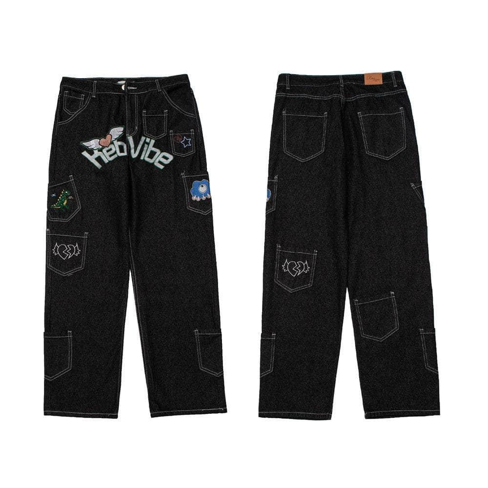 KebVIBE Emb Wide Jeans