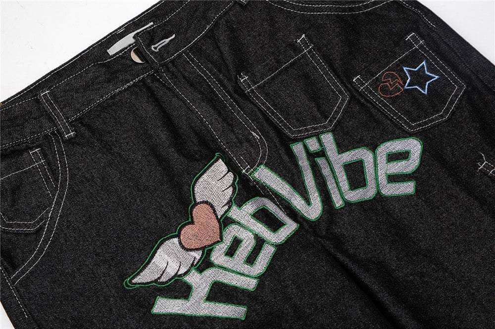 KebVIBE Emb Wide Jeans