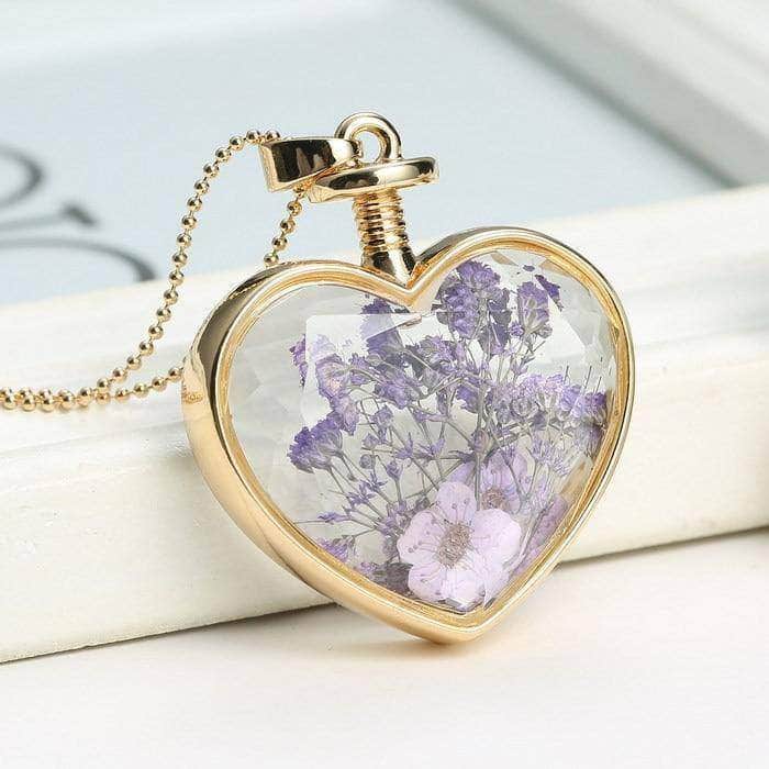 Crystal Flower Heart Shaped Necklace