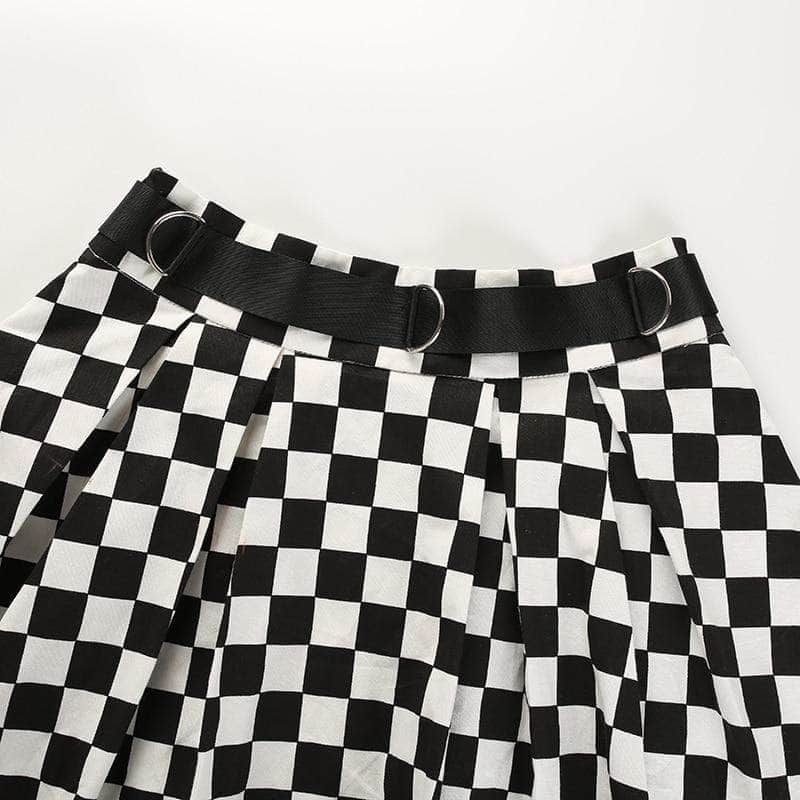 Pleated Checkerboard Skirt