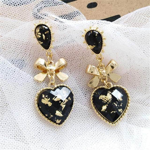 Metal Bowknot heart Resin earrings