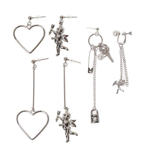 Cupid Angle Pendant Metal Tassel Drop Earrings